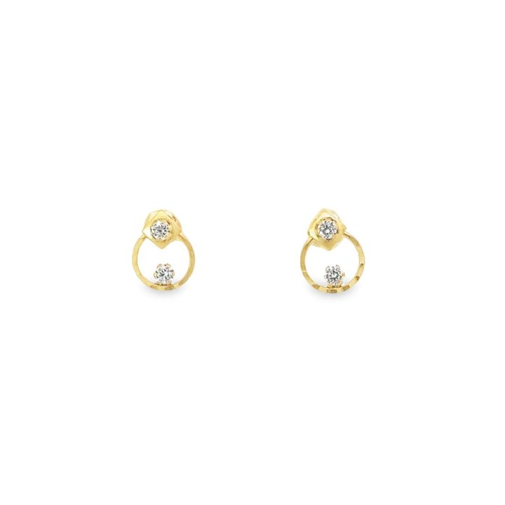 9ct Yellow Gold Open Circle Cubic Zirconia Stud Earrings