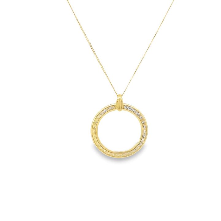 9ct Yellow Gold Circle Cubic Zirconia Pendant