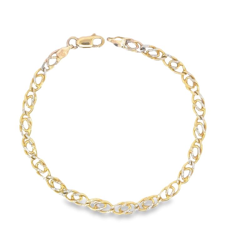 9ct Yellow & White Gold Double Curb Bracelet
