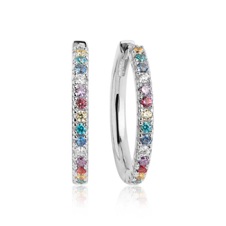 Sif Jakobs Sterling Silver Ellera Multi Coloured Hoop Earrings