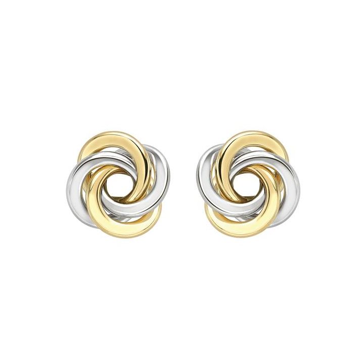 9ct Yellow & White Gold Knot Stud Earrings