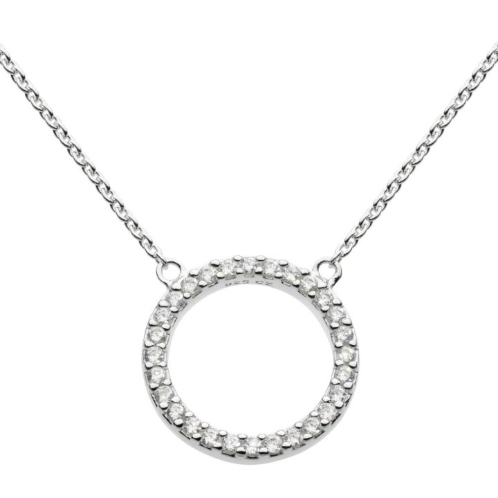 Dew Silver Open Circle Cubic Zirconia Pendant
