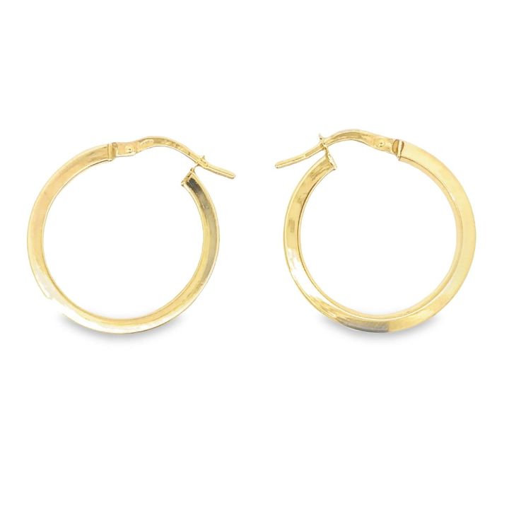 9ct Yellow Gold Medium Plain Hoop Earrings