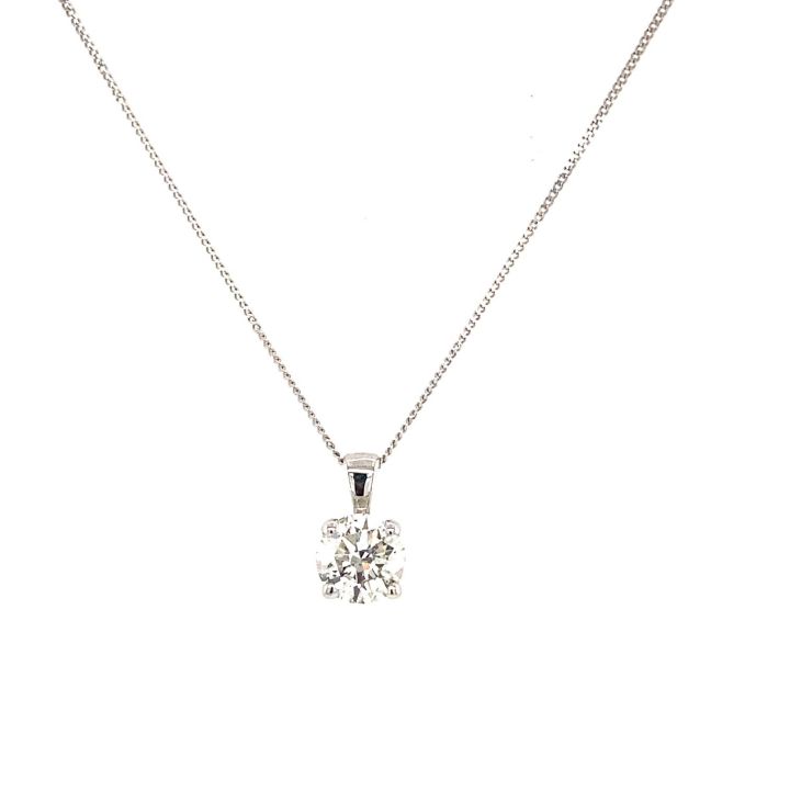 18ct White Gold 1.00ct Round Brilliant Cut Diamond Pendant