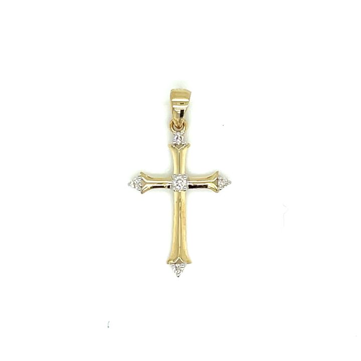 9ct Yellow Gold Diamond Set Cross