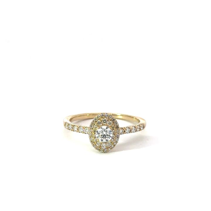 9ct Yellow Gold Oval Diamond Double Halo Ring