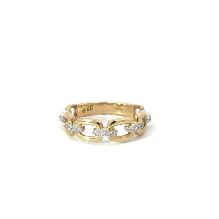 9ct Yellow Gold Diamond Set Links Ring