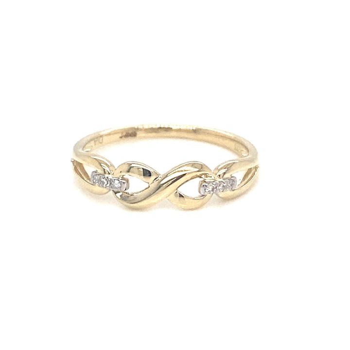 9ct Yellow Gold Infinity Diamond Set Ring