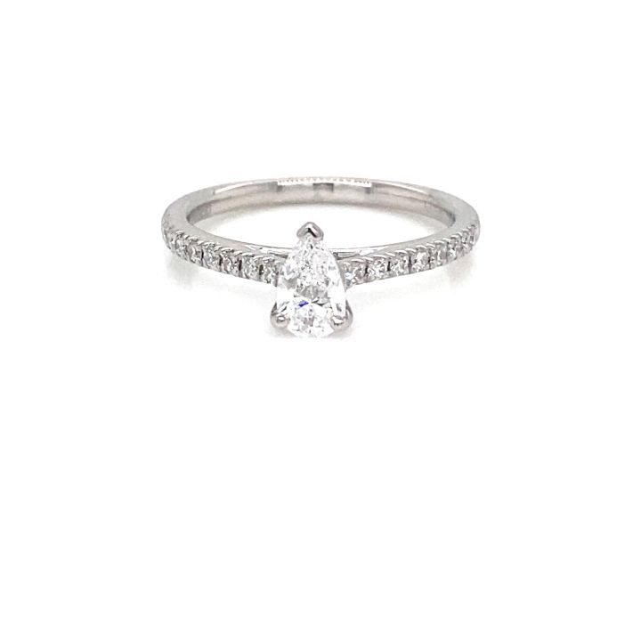 Platinum Pear Shaped Diamond Single Stone Ring 0.55ct