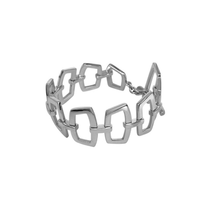 Lumi Silver Open Rectangular Link Bracelet