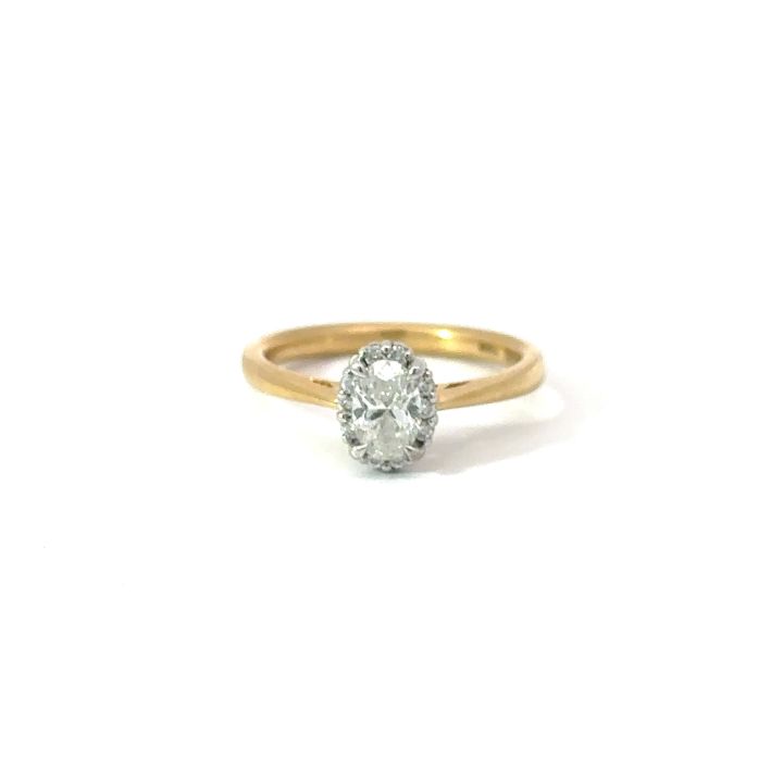 18ct Yellow Gold Oval Diamond Halo Ring