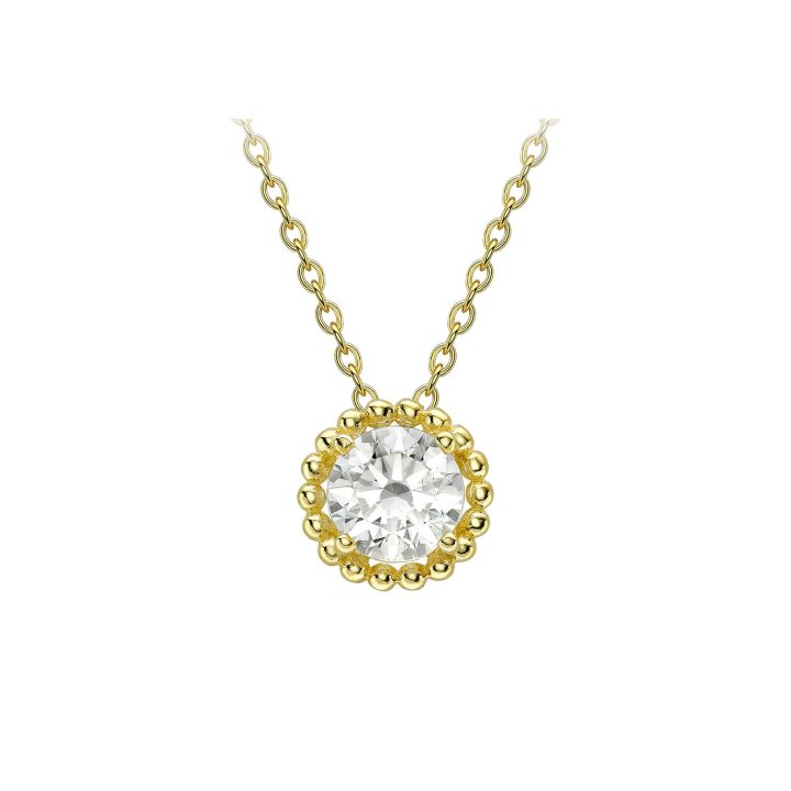 9ct Yellow Gold Cubic Zirconia Pendant & Chain