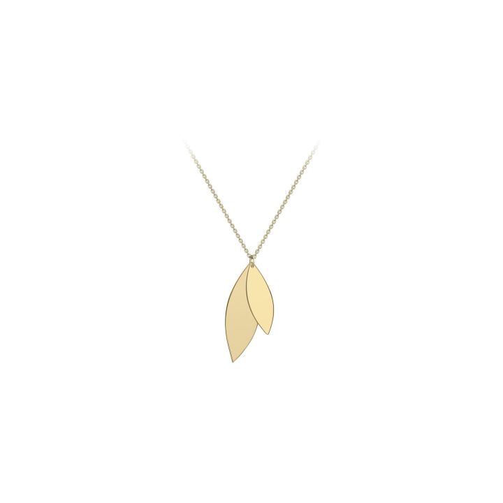 9ct Yellow Gold Double Leaf Pendant Necklace