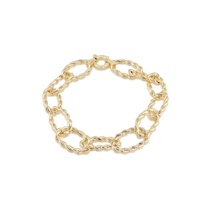 9ct Yellow Gold Oval Twist Link Bracelet