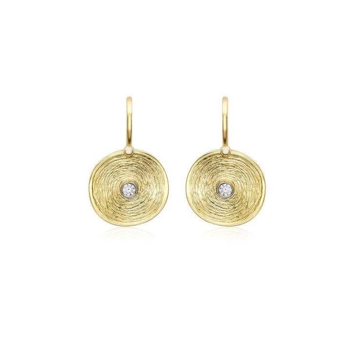 9ct Yellow Gold Cubic Zirconia Circle Drop Earrings