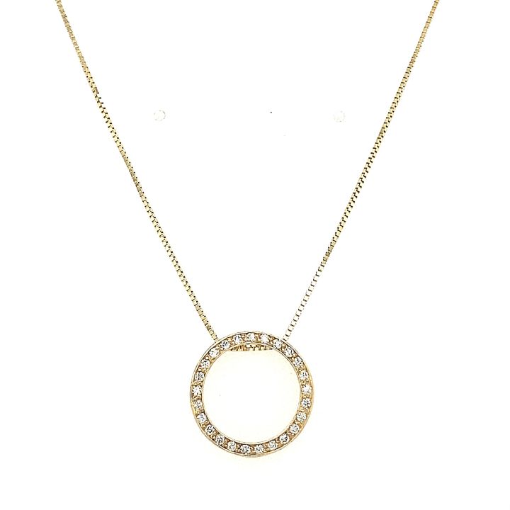 9ct Yellow Gold Circle of Diamonds Pendant