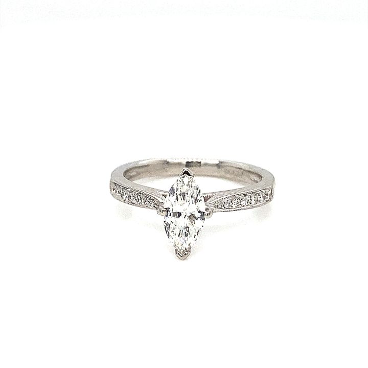 Platinum Marquise Diamond Set Shoulder Ring
