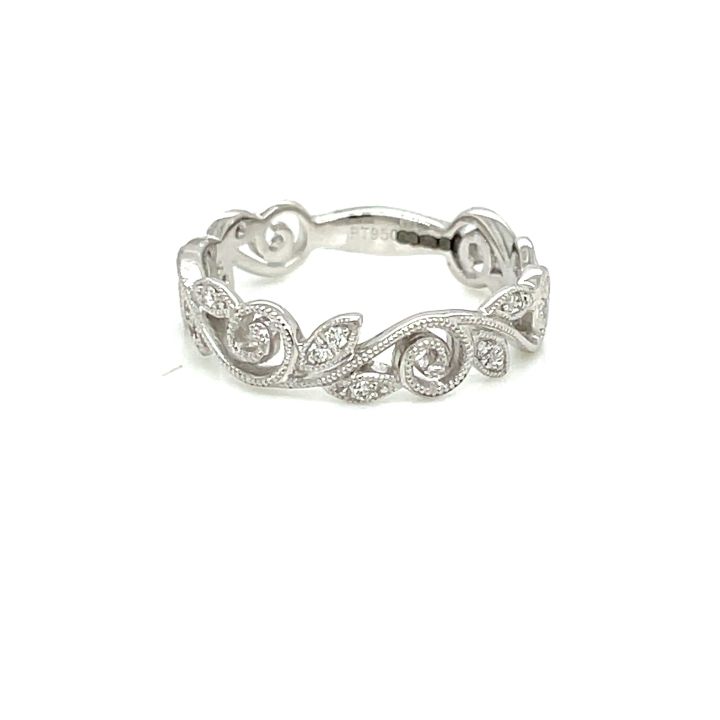 Platinum Floral Diamond Set Band Ring
