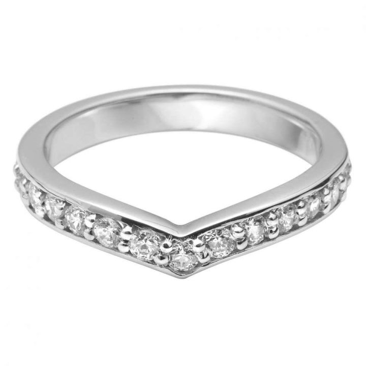 Platinum 'V' Shaped Diamond Wedding Ring