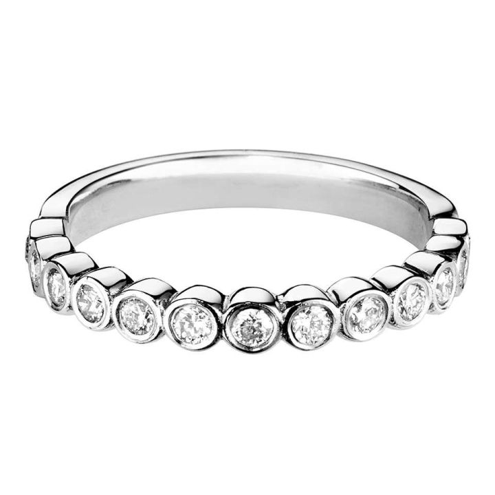 Platinum Diamond Rub Over Set Half Eternity Ring