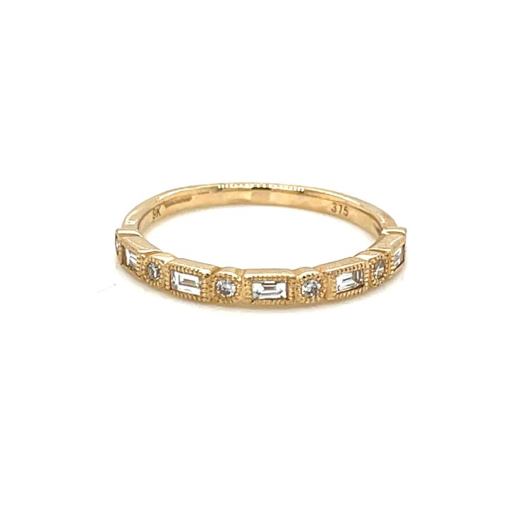 9ct Yellow Gold Vintage Style Half Eternity Ring