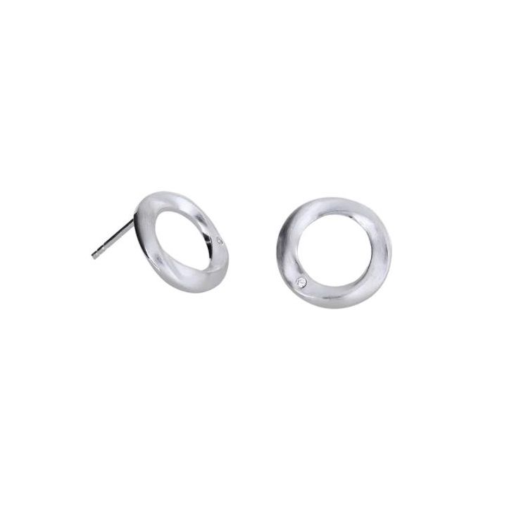 Azendi Twisting Circle Diamond Stud Earrings