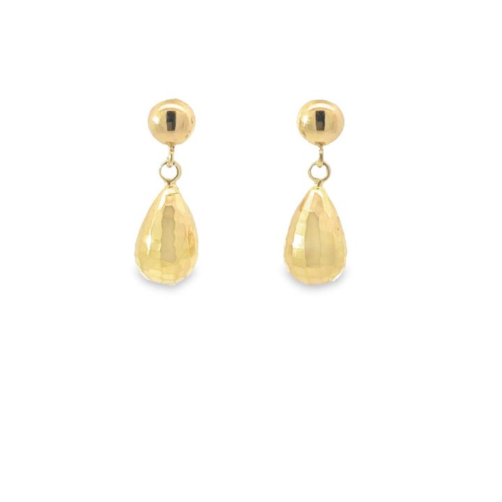 9ct Yellow Gold Faceted Teardrop Earrings