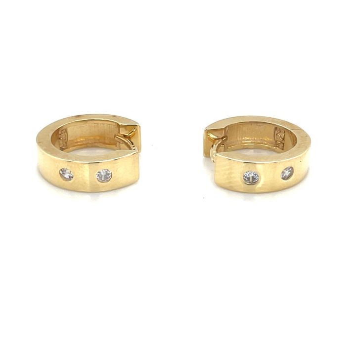 Gold Plated Huggie Cubic Zirconia Earrings