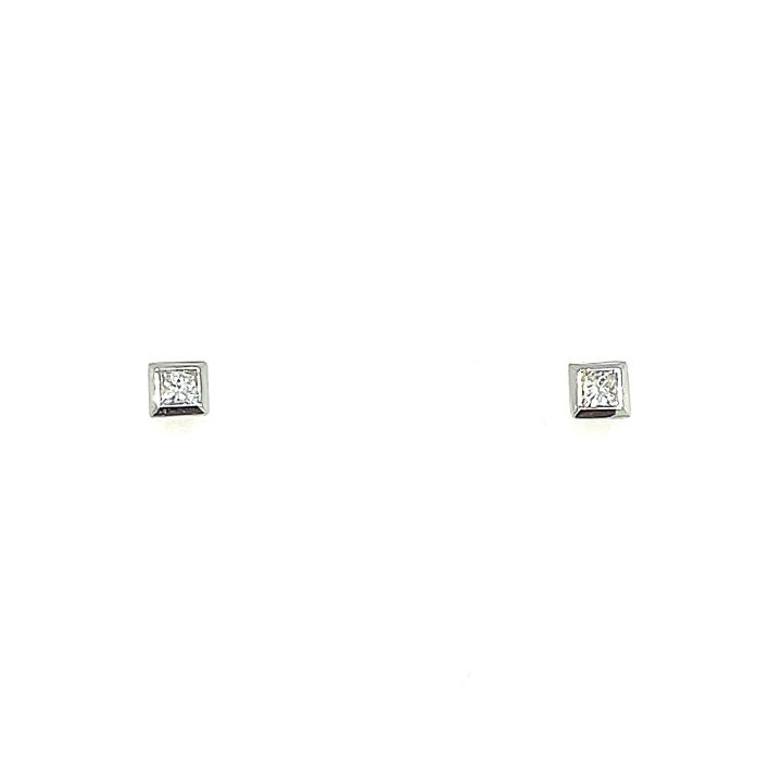 9ct White Gold Princess Cut DIamond Stud Earrings