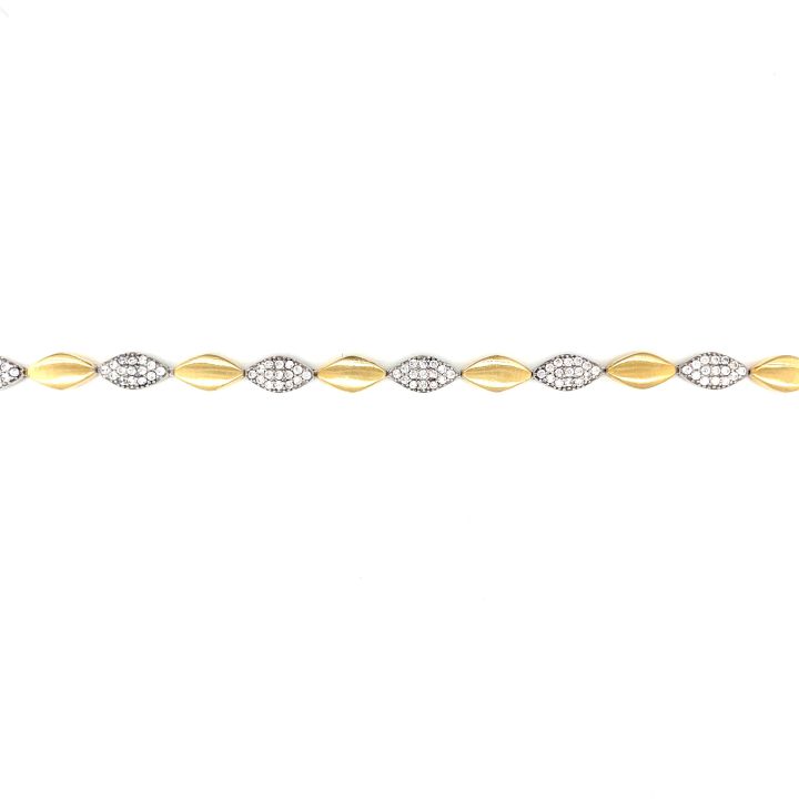 Gold Plated Marquise Link Cubic Zirconia Bracelet