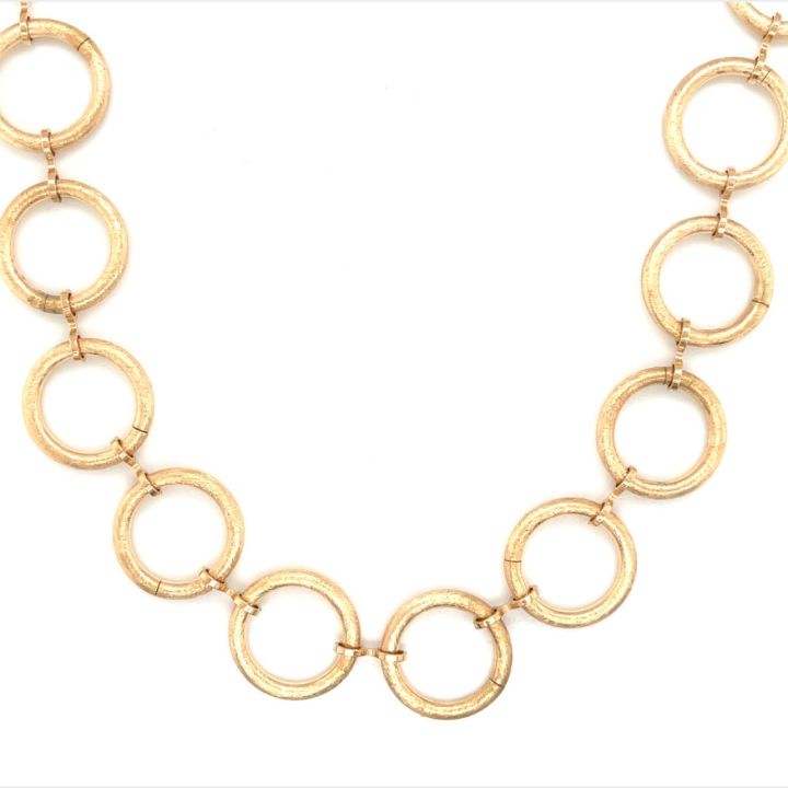 Gold Plated Open Round Link Necklace