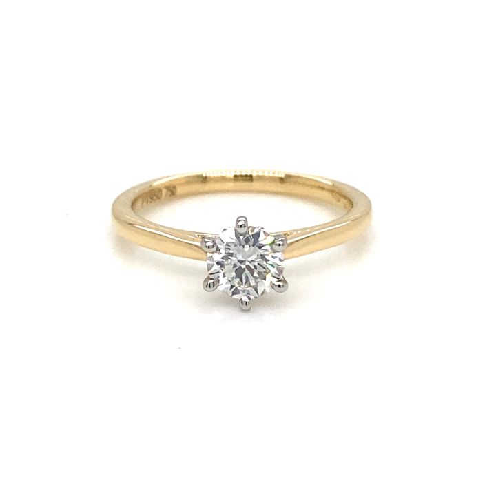 18ct Yellow Gold & Platinum Round Brilliant Cut Diamond Ring