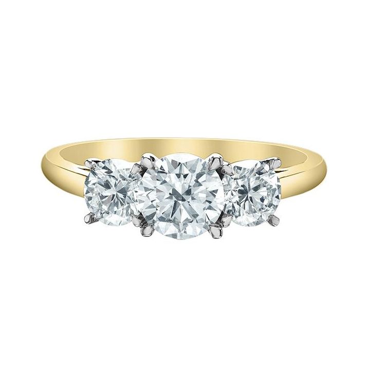 18ct Yellow & White Gold Three Stone Lab Grown Diamond Ring