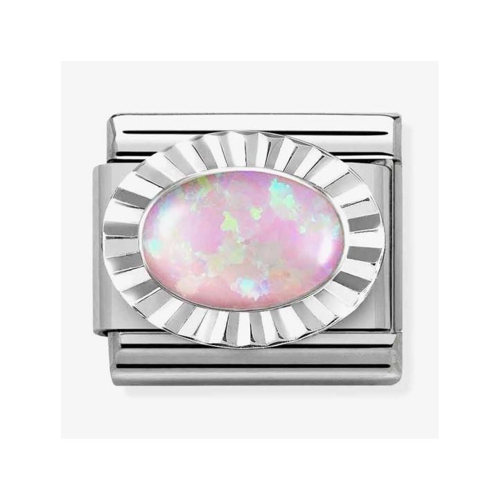Nomination Oval Pink Opal Fluted Bezel Charm