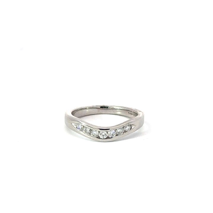 9ct White Gold Curved Channel Set Diamond Ring