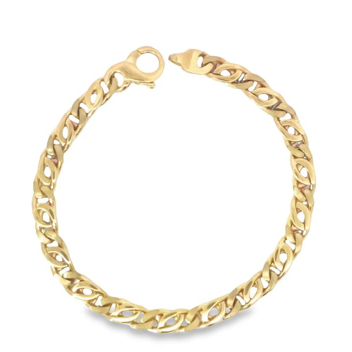 9ct Yellow Gold Satin & Polished Fancy Link Bracelet