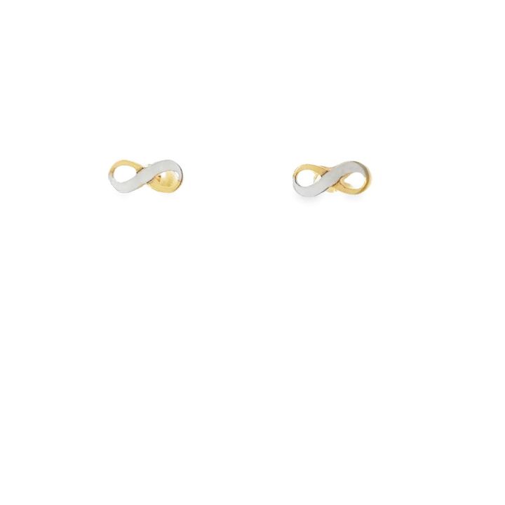 9ct Yellow & White Gold Infinity Stud Earrings