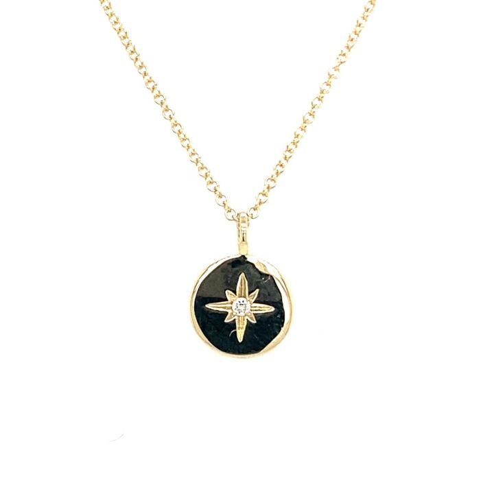 9ct Yellow Gold Round Diamond Disc Pendant