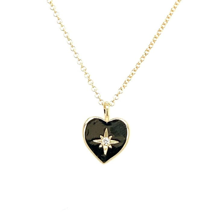 9ct Yellow Gold Heart Diamond Set Pendant