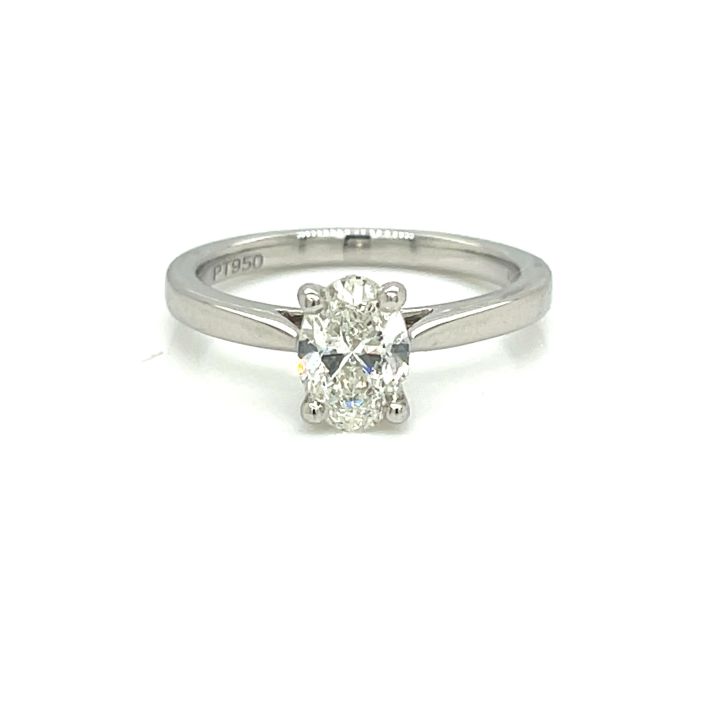 Platinum Single Oval Diamond 0.90ct Ring