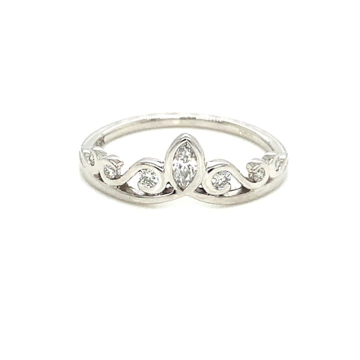 9ct White Gold Diamond Set Tiara Ring