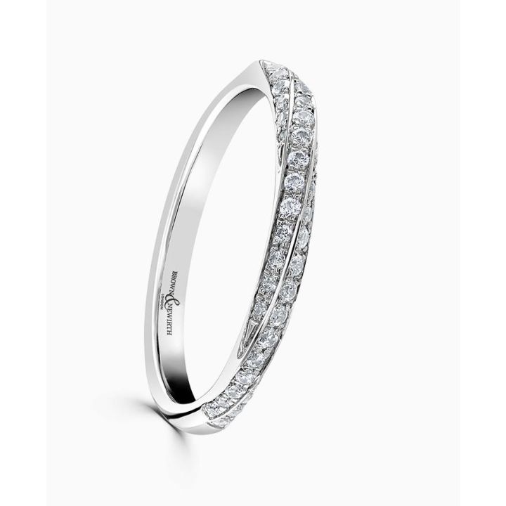 Platinum Twist Diamond Set Wedding Ring