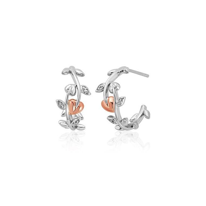 Clogau Vine of Life White Topaz Half Hoop Earrings