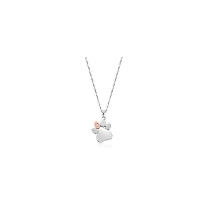 Clogau Paw Print White Topaz Pendant
