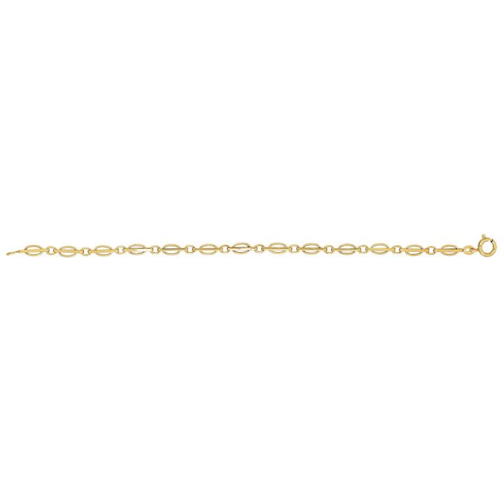 9ct Yellow Gold Oval & Rectangle Link Bracelet
