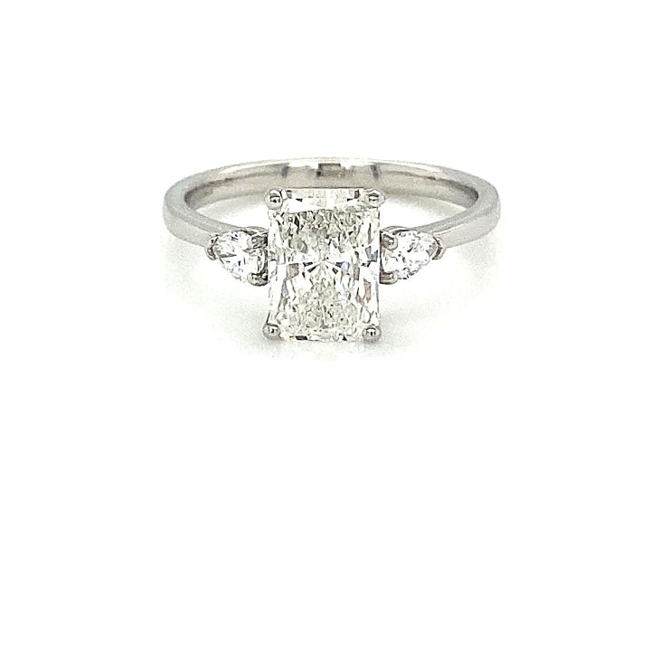 Platinum Radiant Cut & Pear Shaped Diamond Ring
