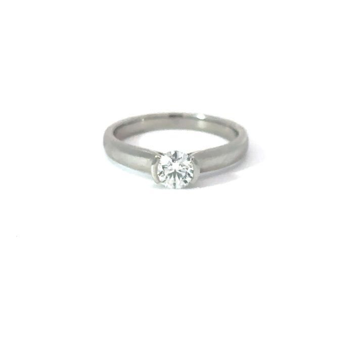 Platinum 0.50ct Diamond Half Rub Over Set Ring