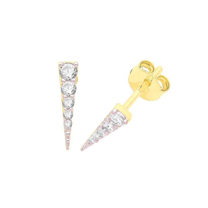 9ct Yellow Gold Cubic Zirconia Spike Earrings