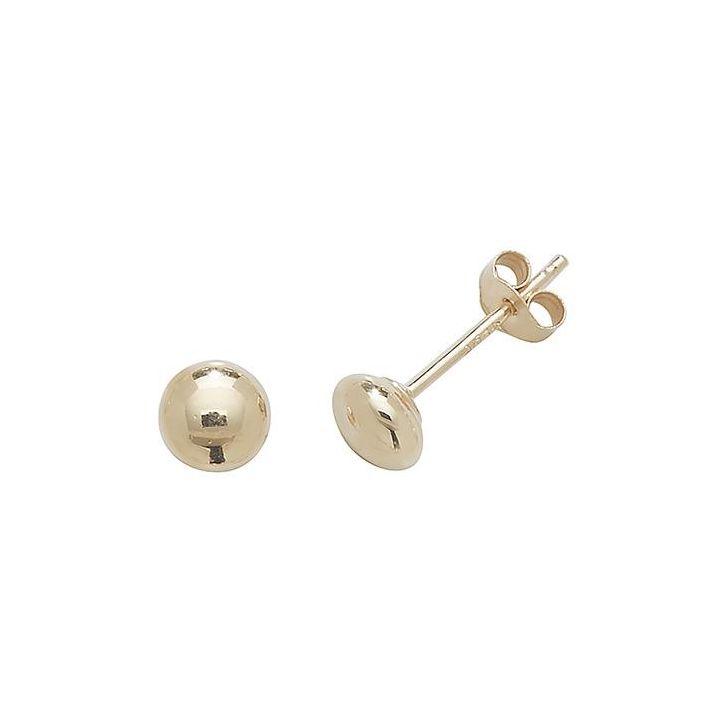 9ct Yellow Gold 4mm Button Stud Earrings