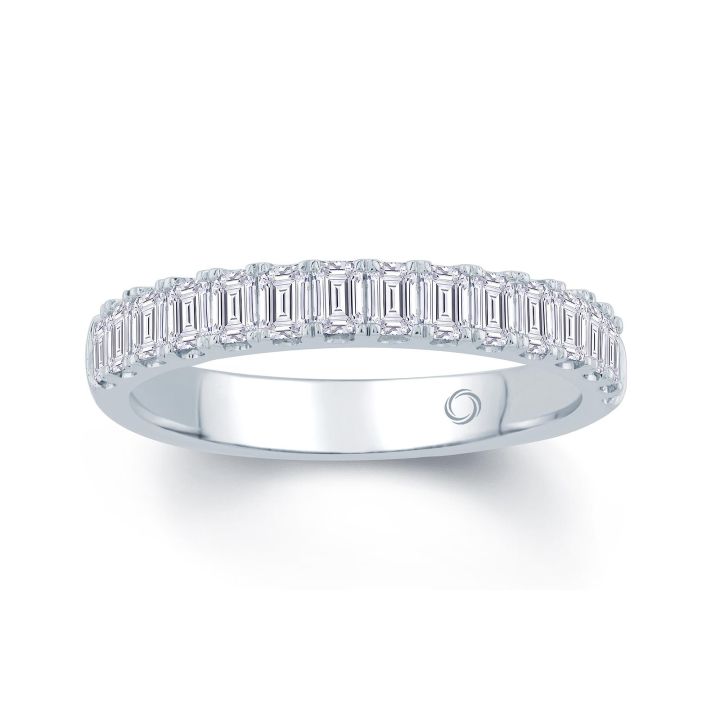 Platinum Emerald Cut Diamond Half Eternity Ring